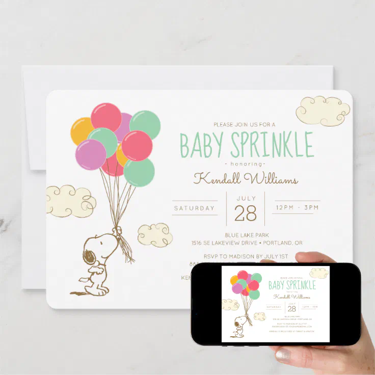 Snoopy and Balloons Baby Sprinkle Invitation (Downloadable)