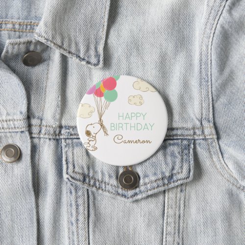 Snoopy and Balloons Birthday Button