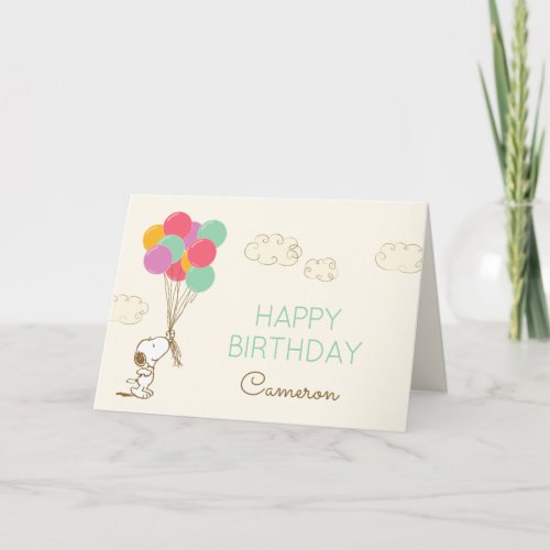 Snoopy and Balloons Birthday Card