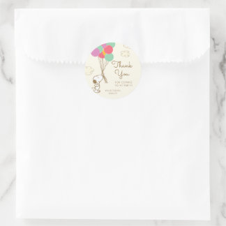 Snoopy and Balloons Birthday Classic Round Sticker