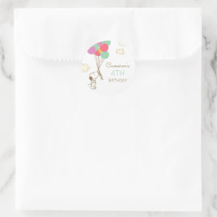 Snoopy and Balloons Birthday Classic Round Sticker