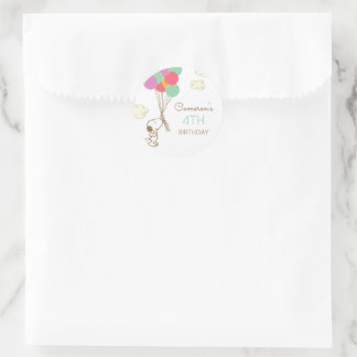 Snoopy and Balloons Birthday Classic Round Sticker