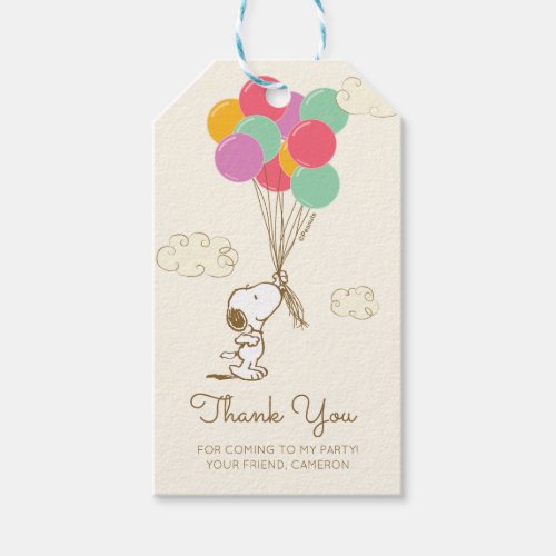 Snoopy and Balloons Birthday Gift Tags