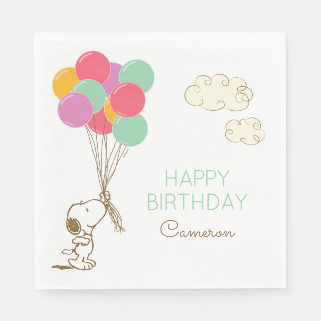 Snoopy and Balloons Birthday Napkins (Front)