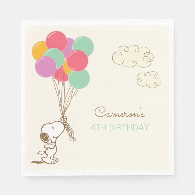 Snoopy and Balloons Birthday Napkins (Front)