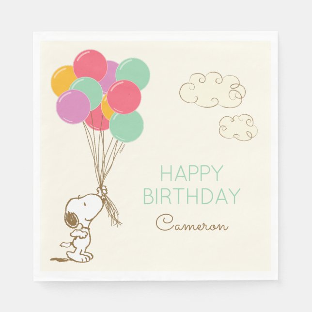 Snoopy and Balloons Birthday Napkins (Front)