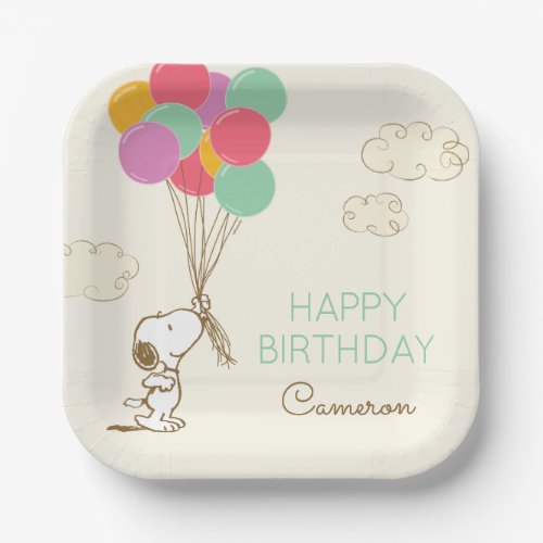 Snoopy and Balloons Birthday Paper Plates