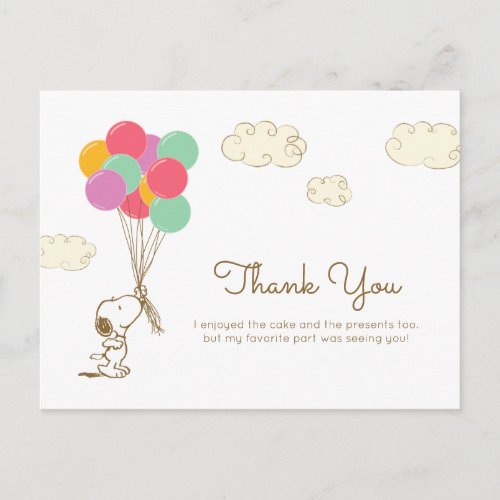 Snoopy and Balloons Birthday Postcard