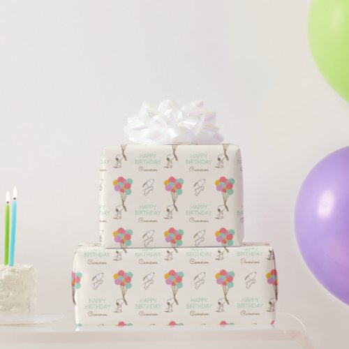 Snoopy and Balloons Birthday Wrapping Paper