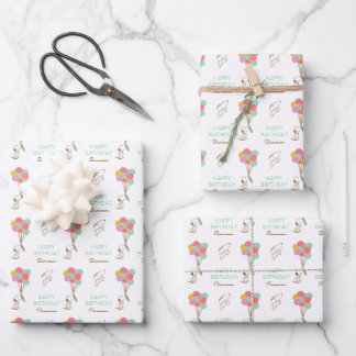 Snoopy and Balloons Birthday Wrapping Paper Sheets