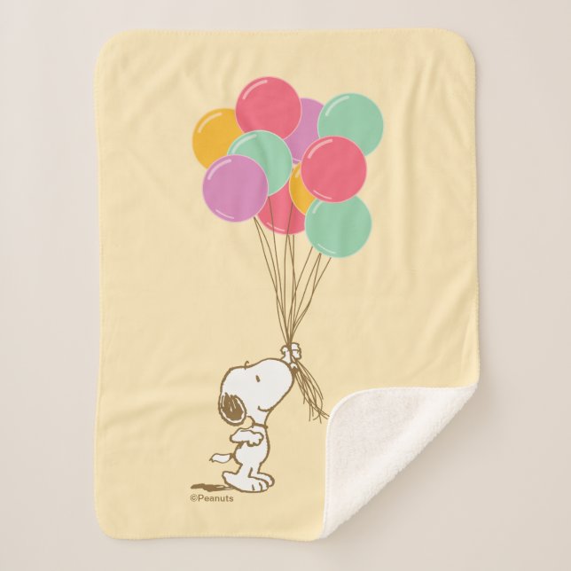 Snoopy and Balloons  Sherpa Blanket (Front)
