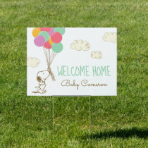 Snoopy and Balloons Welcome Home Baby Sign