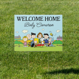 Snoopy and Gang Welcome Home Baby Sign