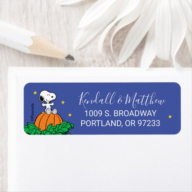 Snoopy and Pumpkin Baby Shower Label (Insitu)