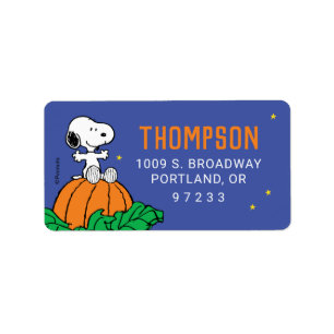 Snoopy and Pumpkin First Birthday Label