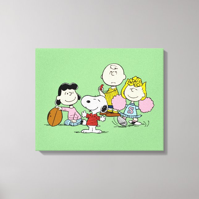 Snoopy and the Gang Play Football Canvas Print (Front)