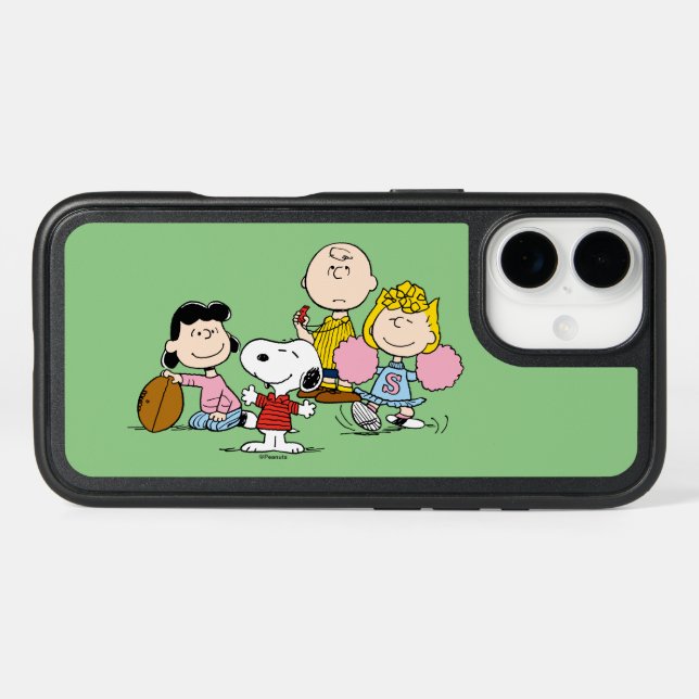 Snoopy and the Gang Play Football Otterbox iPhone Case (Back Horizontal)