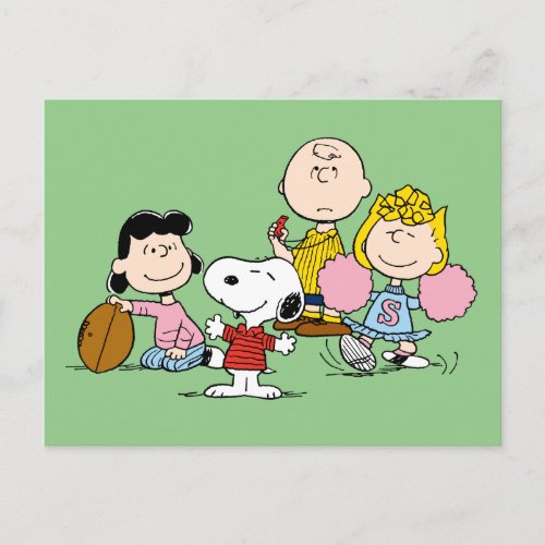 Snoopy and the Gang Play Football Postcard