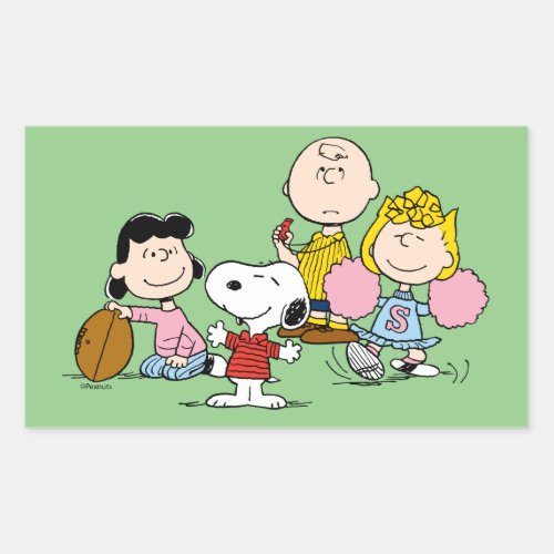 Snoopy and the Gang Play Football Rectangular Sticker