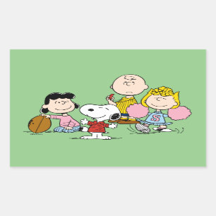 Snoopy and the Gang Play Football Rectangular Sticker