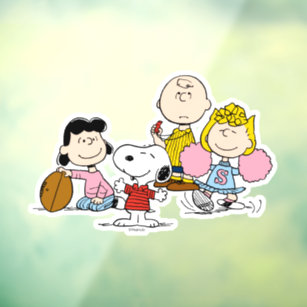 Snoopy and the Gang Play Football Window Cling