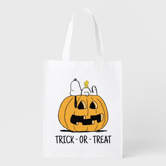 Snoopy and Woodstock Jack-O-Lantern Candy Bag (Front)