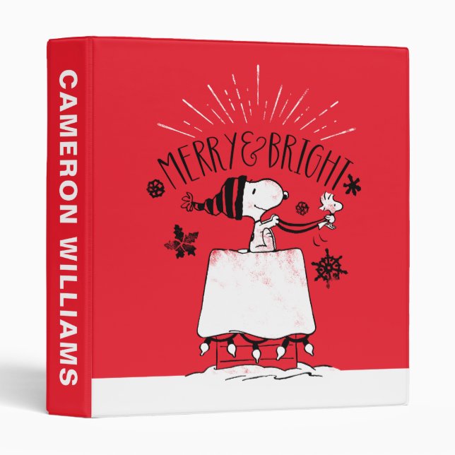 Snoopy and Woodstock - Merry & Bright 3 Ring Binder (Front/Spine)