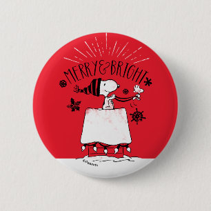 Snoopy and Woodstock - Merry & Bright Button