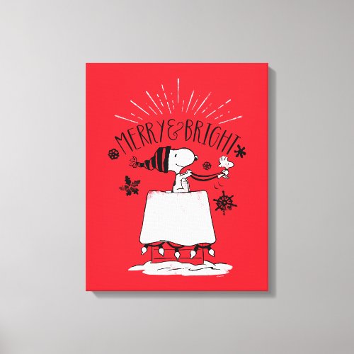 Snoopy and Woodstock _ Merry  Bright Canvas Print