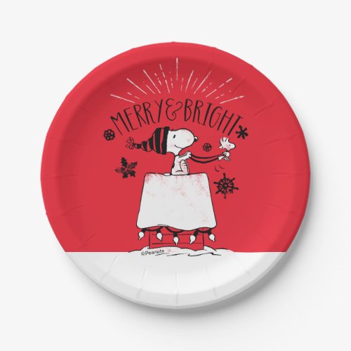 Snoopy and Woodstock _ Merry  Bright Paper Plates