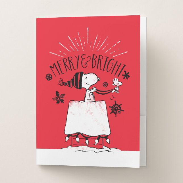 Snoopy and Woodstock - Merry & Bright Pocket Folder (Front)