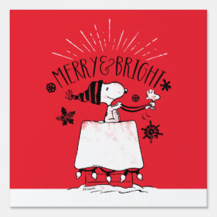 Snoopy and Woodstock - Merry & Bright Sign