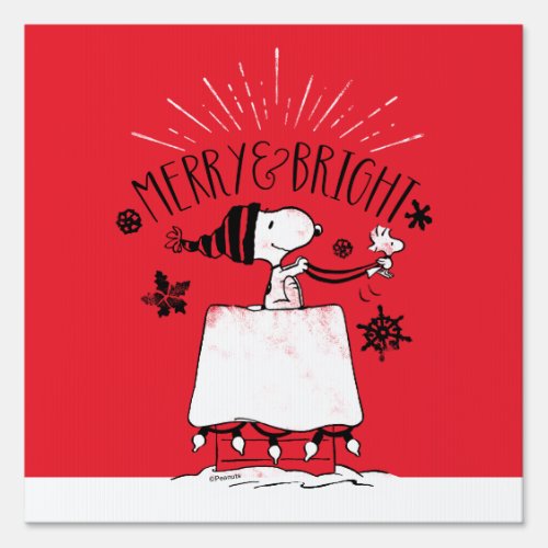 Snoopy and Woodstock _ Merry  Bright Sign