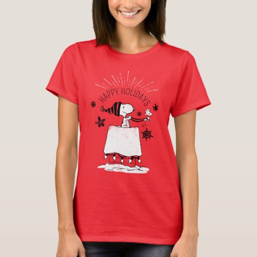 Snoopy and Woodstock _ Merry  Bright T_Shirt