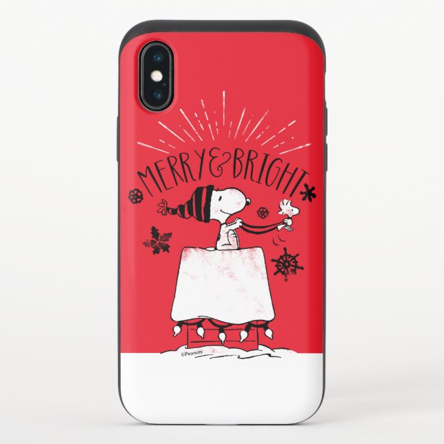 Snoopy and Woodstock - Merry & Bright Uncommon iPhone Case (Back)