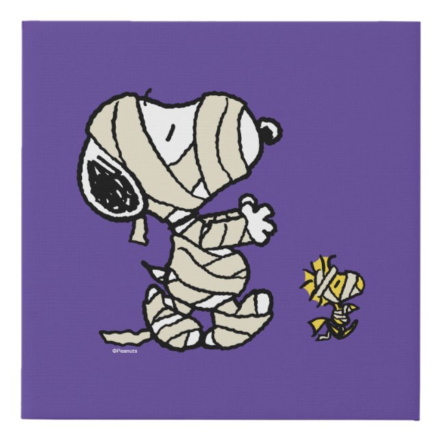 Snoopy and Woodstock Mummies Faux Canvas Print (Front)