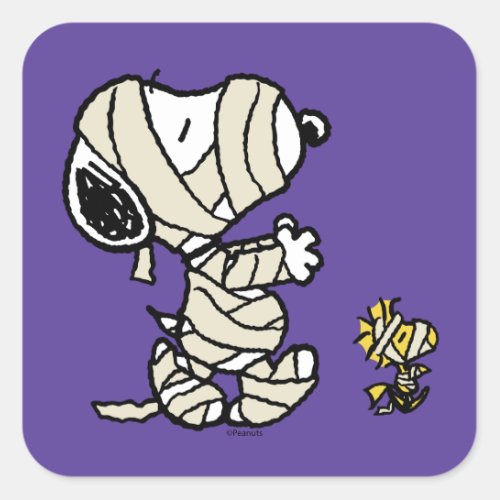 Snoopy and Woodstock Mummies Square Sticker
