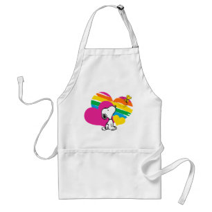 Snoopy and Woodstock Rainbow Hearts Adult Apron