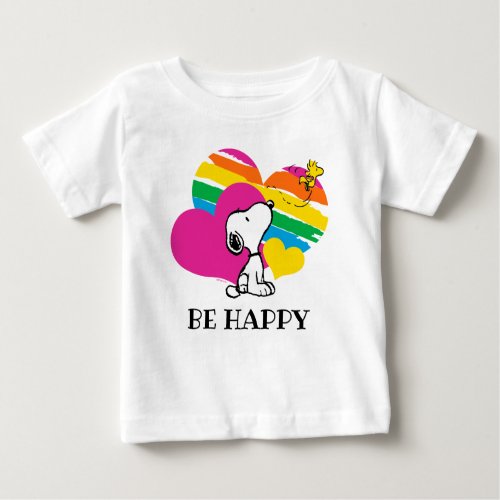 Snoopy and Woodstock  Rainbow Hearts Baby T_Shirt