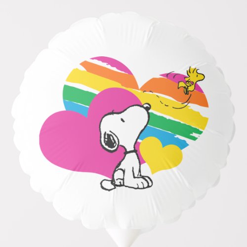 Snoopy and Woodstock  Rainbow Hearts Balloon