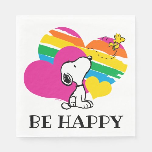 Snoopy and Woodstock  Rainbow Hearts Napkins