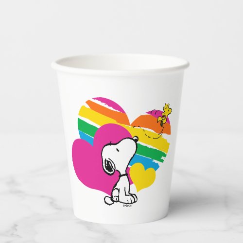 Snoopy and Woodstock  Rainbow Hearts Paper Cups