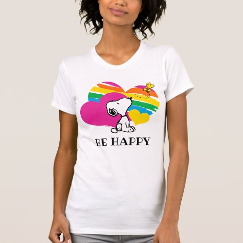 Snoopy and Woodstock  Rainbow Hearts T_Shirt