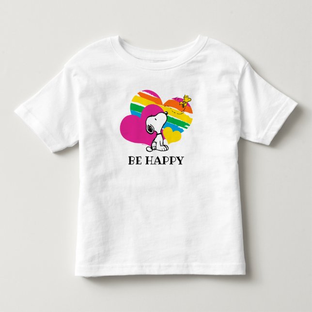 Snoopy and Woodstock | Rainbow Hearts Toddler T-shirt (Front)