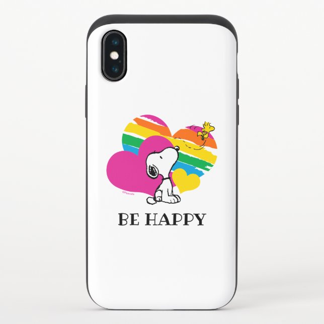 Snoopy and Woodstock | Rainbow Hearts Uncommon iPhone Case (Back)