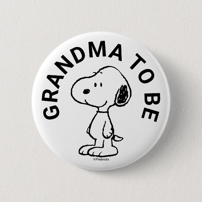 Snoopy Baby Shower Grandma To Be Button (Front)
