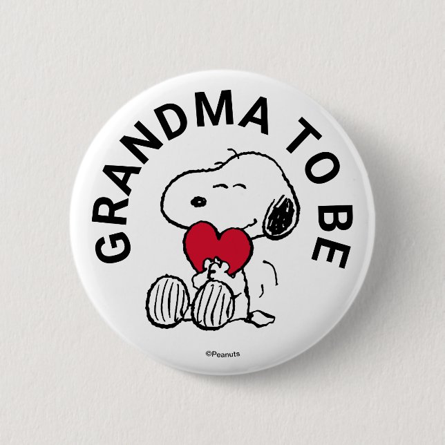 Snoopy Baby Shower Grandma To Be Button (Front)