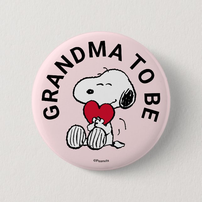 Snoopy Baby Shower Grandma To Be Button (Front)