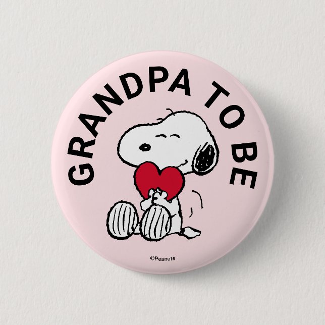 Snoopy Baby Shower Grandpa To Be Button (Front)