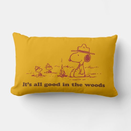 Snoopy  Beagle Scout _ All Good in the Woods Lumbar Pillow